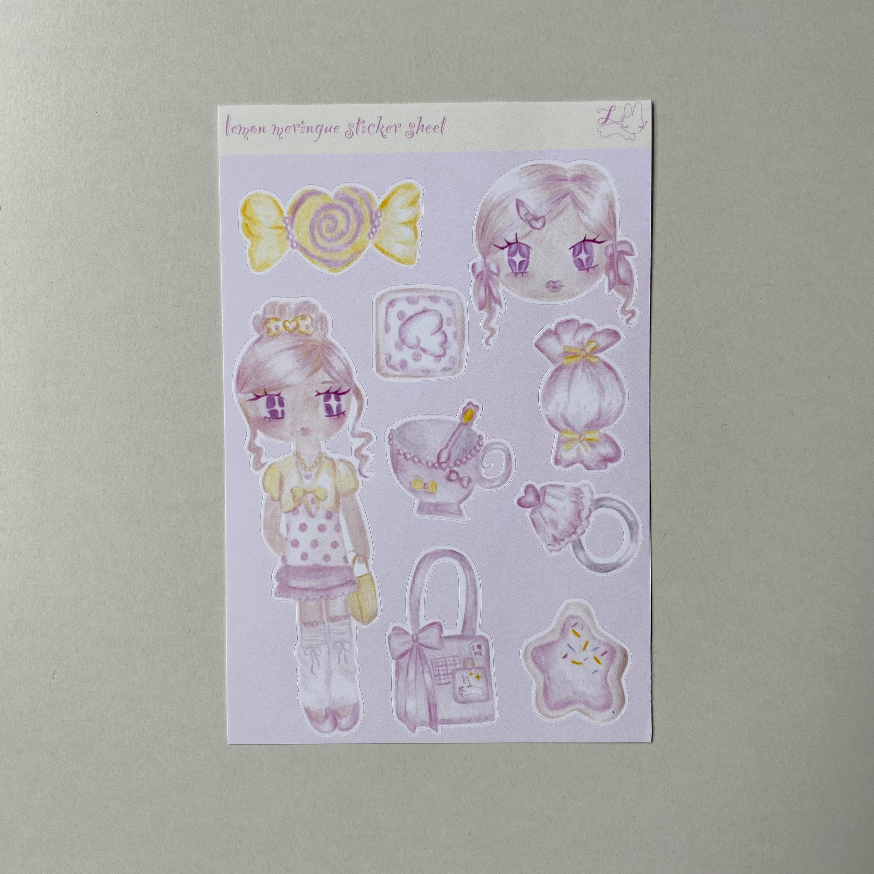Lemon Meringue Sticker Sheet (matte and glitter)