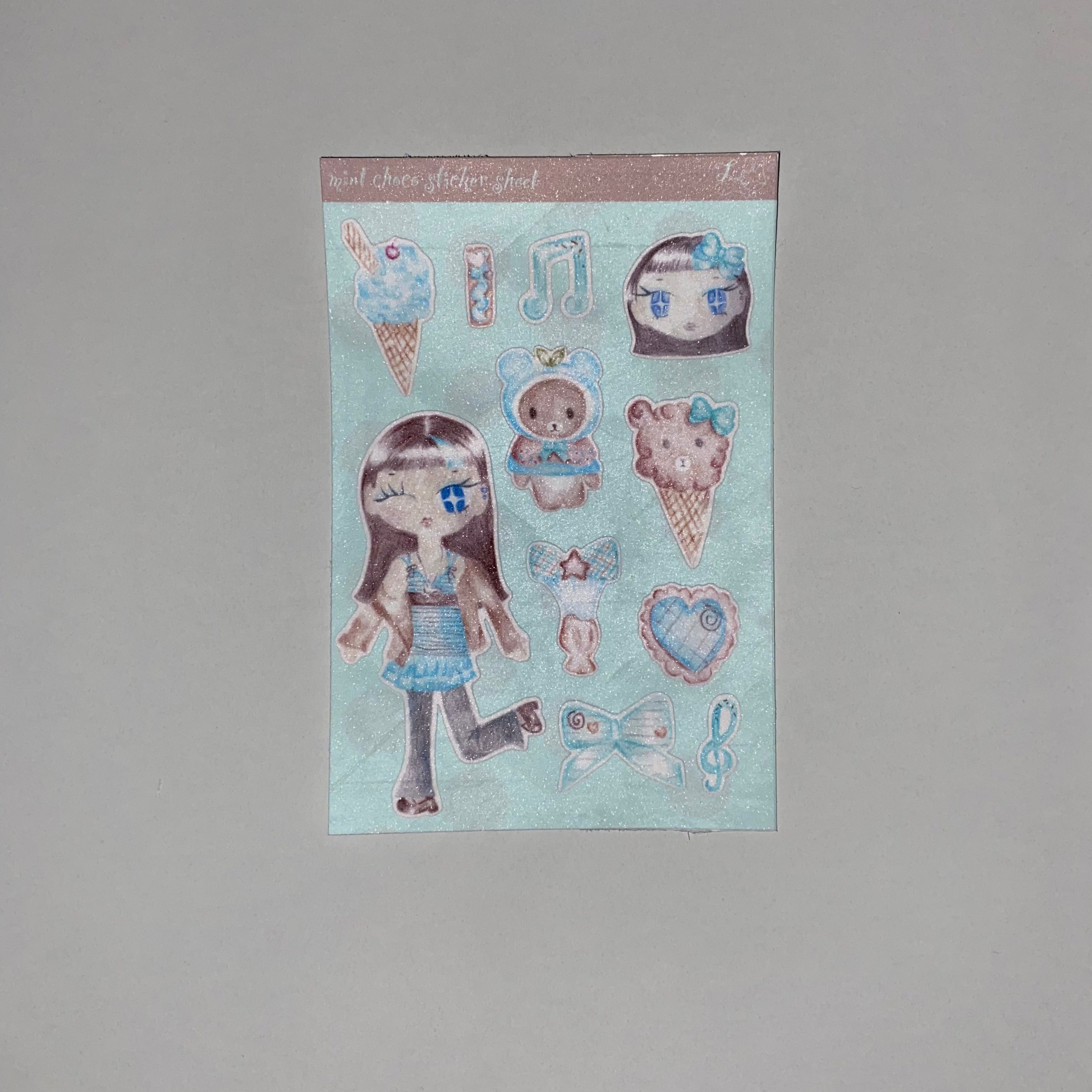Mint Choco Sticker Sheet (matte and glitter)