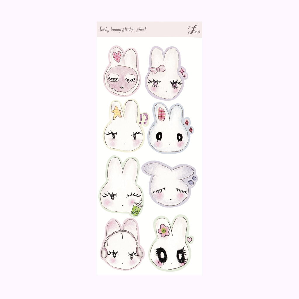 Lucky Bunny Sticker Sheet (matte and glitter)