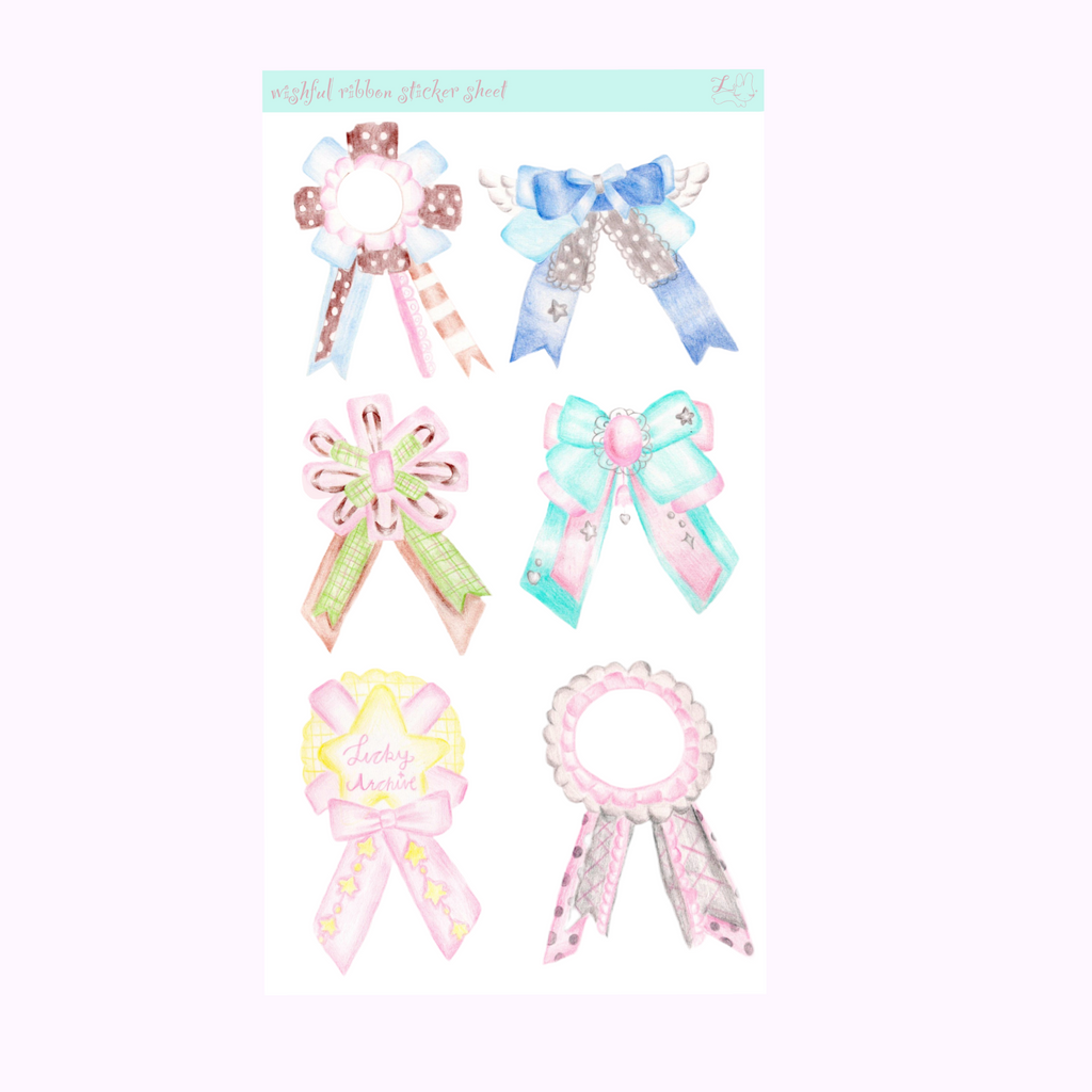 Lucky Ribbon Sticker Sheet (matte and glitter)