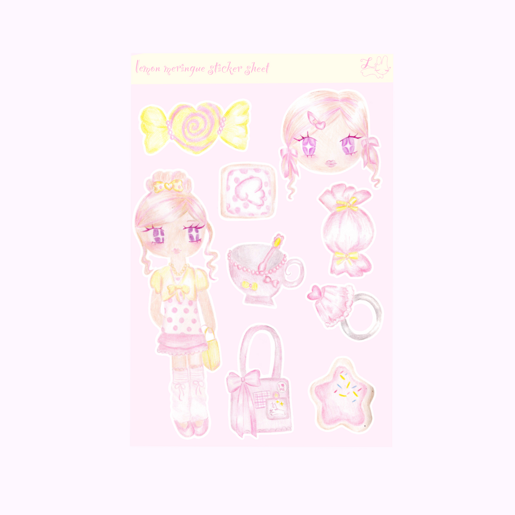 Lemon Meringue Sticker Sheet (matte and glitter)