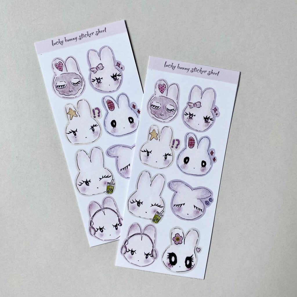 Lucky Bunny Sticker Sheet (matte and glitter)
