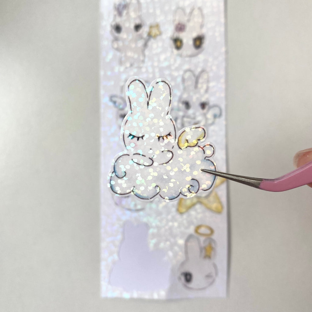 Starry Bunny Sticker Sheet (matte and glitter)
