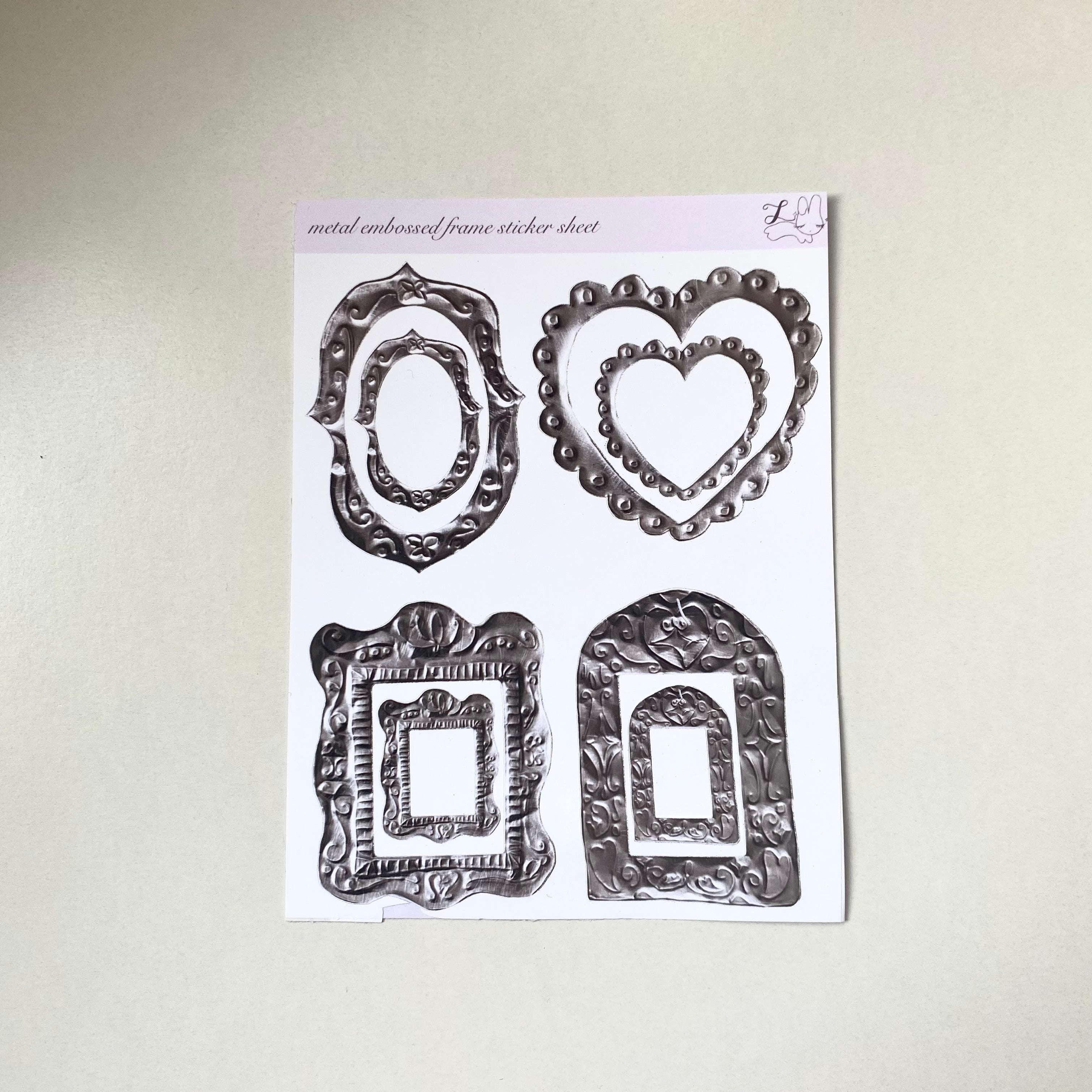 Metal Embossed Frame Sticker Sheet