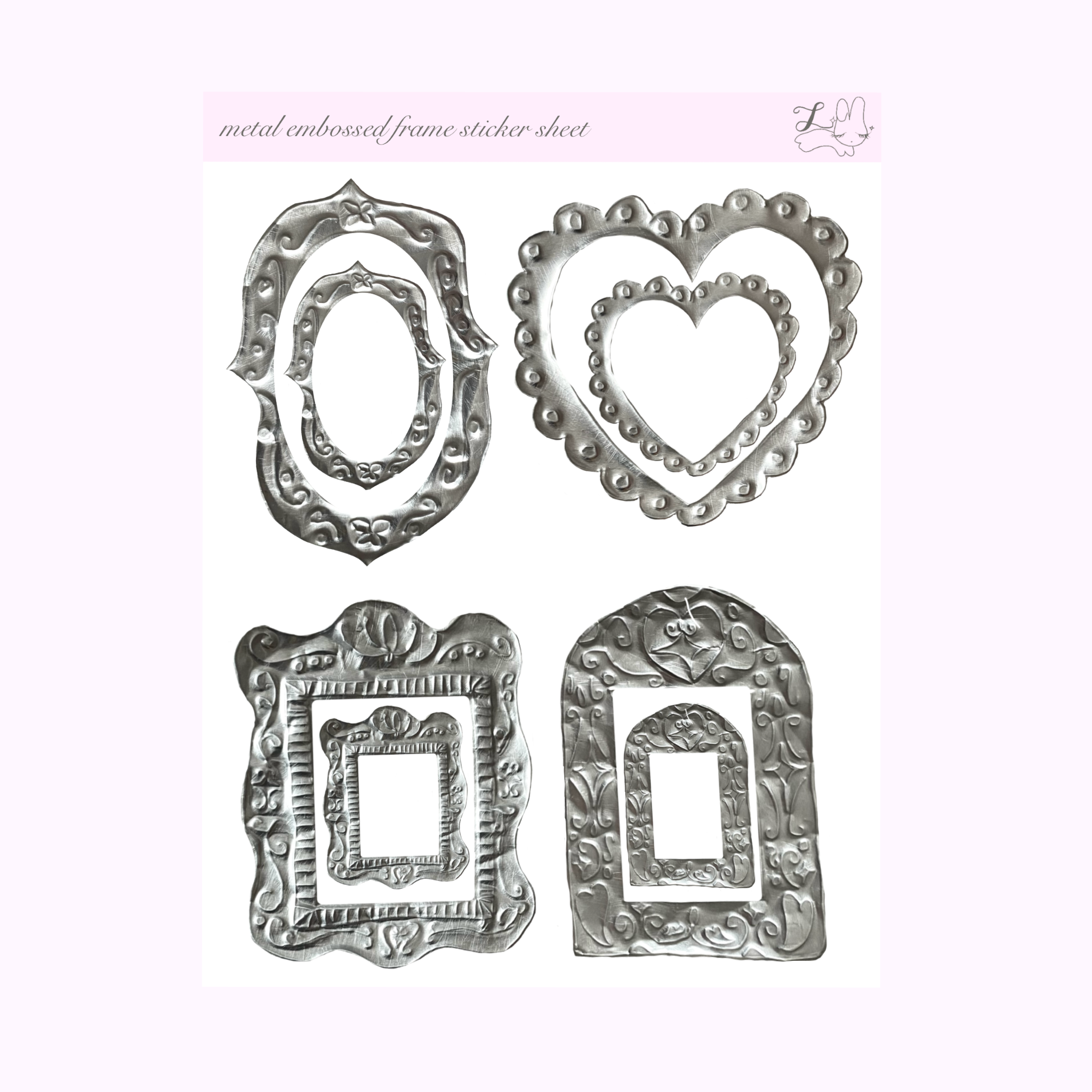 Metal Embossed Frame Sticker Sheet